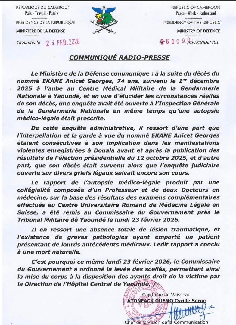 COMMUNIQUÉ