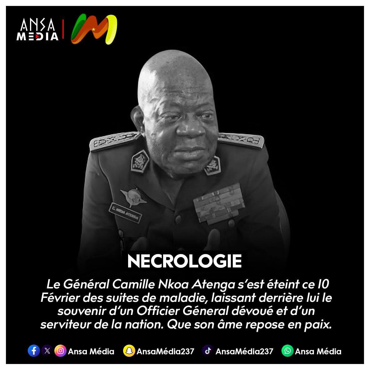 Le Général Camille Nkoa Atenga s’est éteint ce 10 Février des suites de maladies
