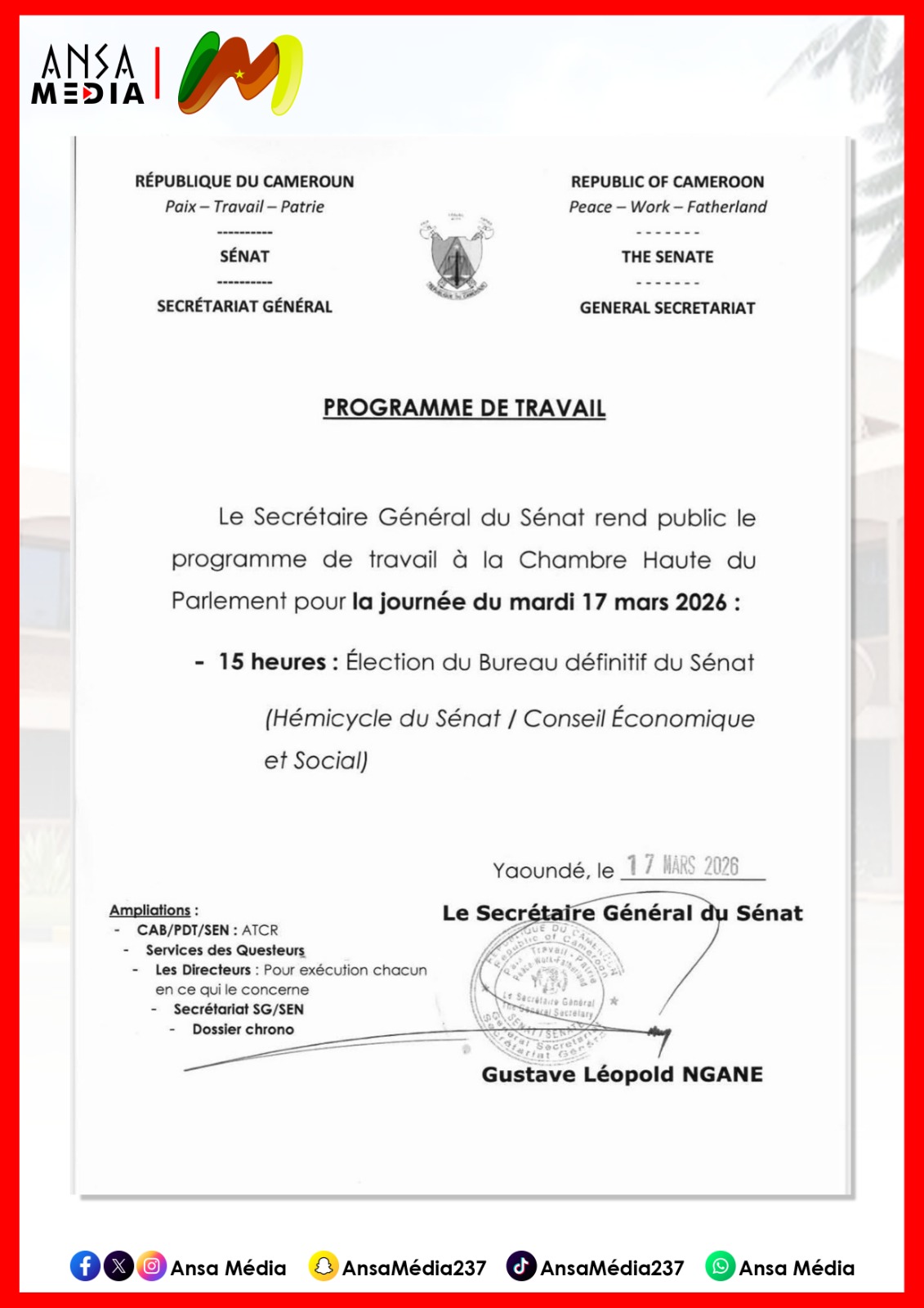 Communiqué SÉNAT