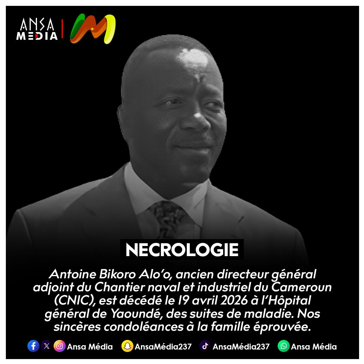 Nécrologie : Antoine Bikoro Alo’o s’en est allé.