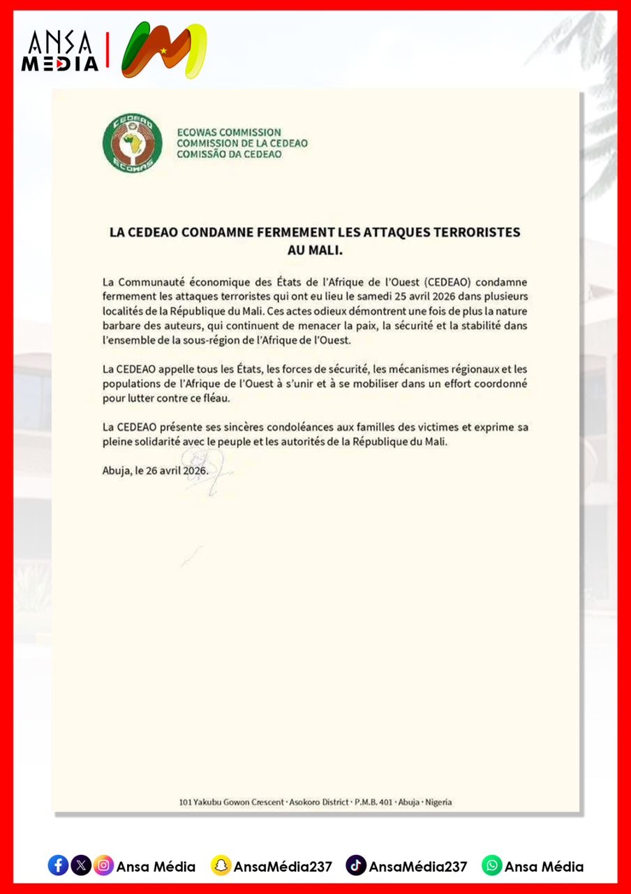 La CEDEAO condamne des attaques terroristes et appelle à l’unité.