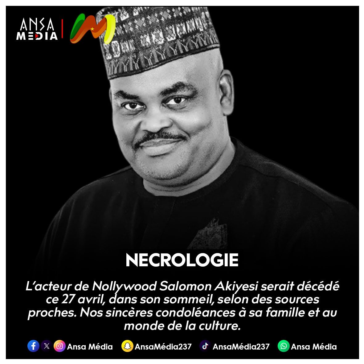 Nollywood en deuil : Salomon Akiyesi s’éteint.