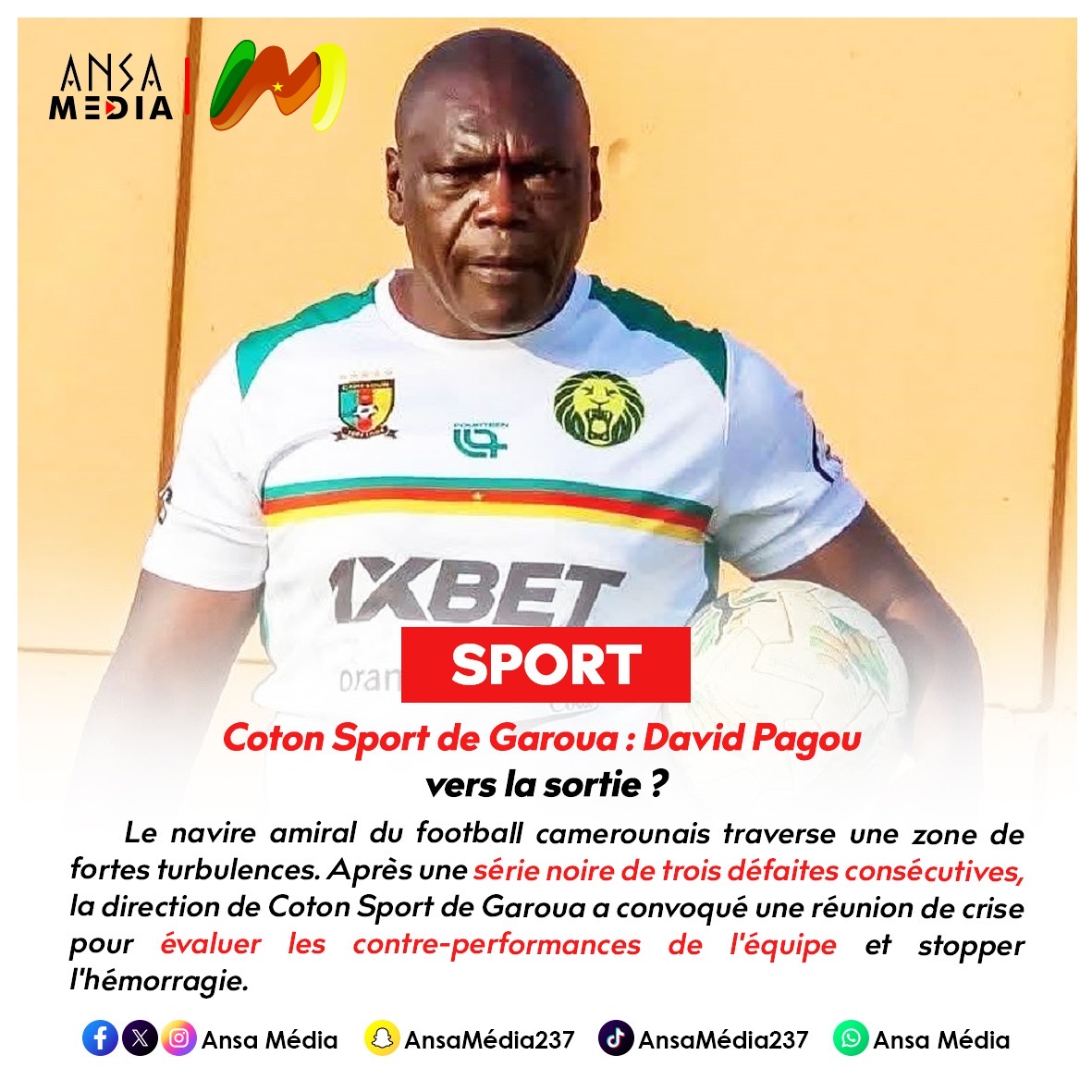 Coton Sport de Garoua : David Pagou vers la sortie ?