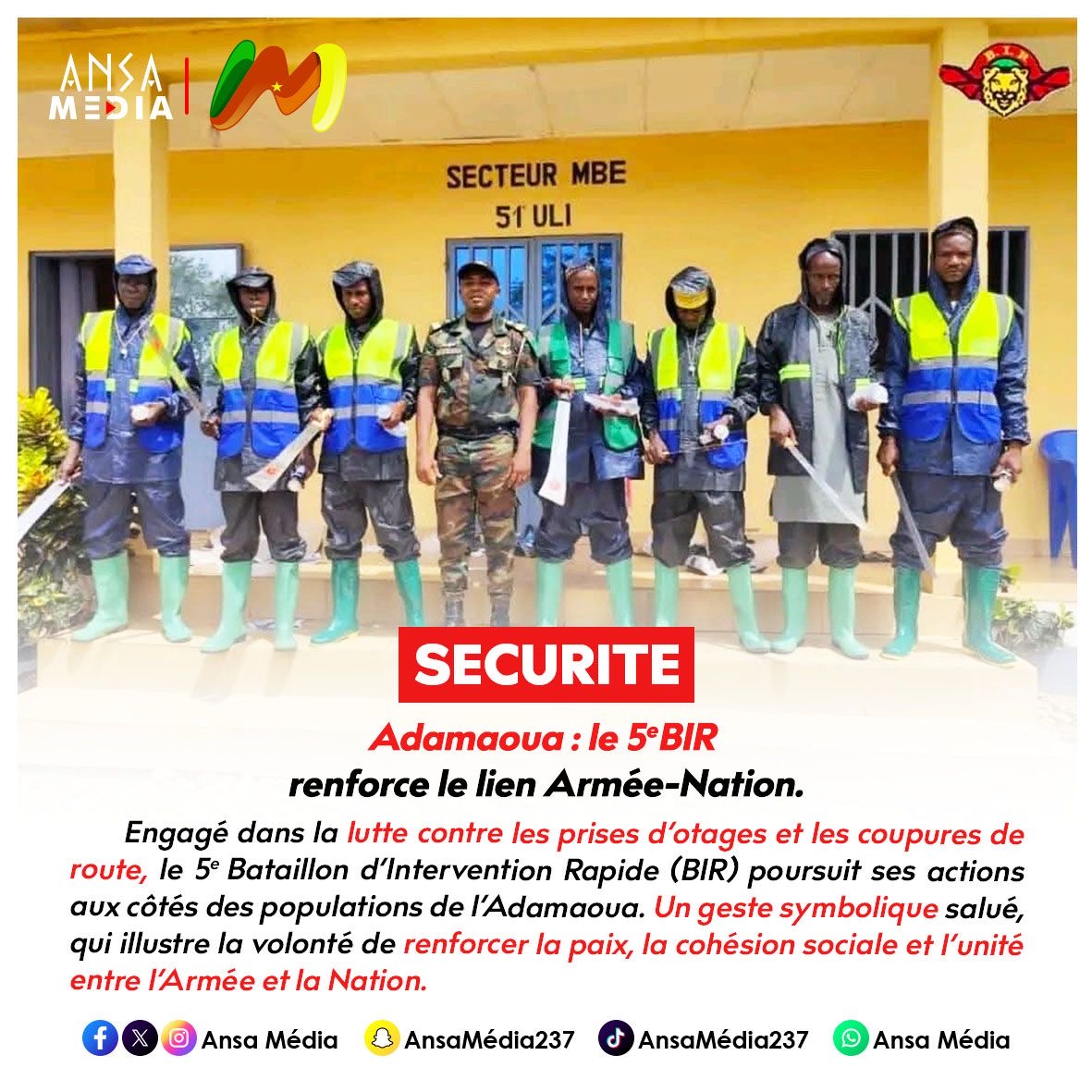 ADAMAOUA : le 5ᵉ BIR renforce le lien Armée-Nation.