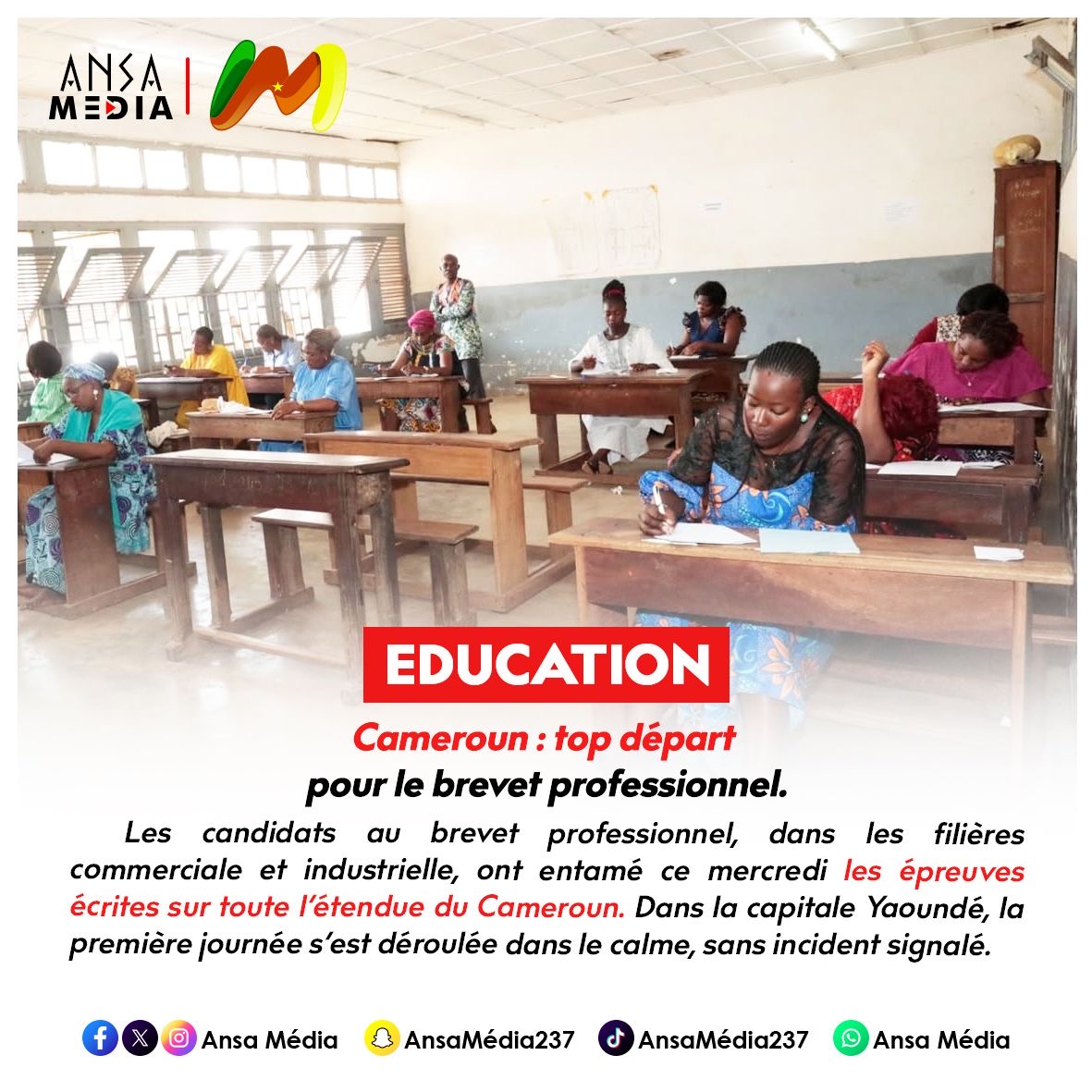 Cameroun : top départ pour le brevet professionnel.