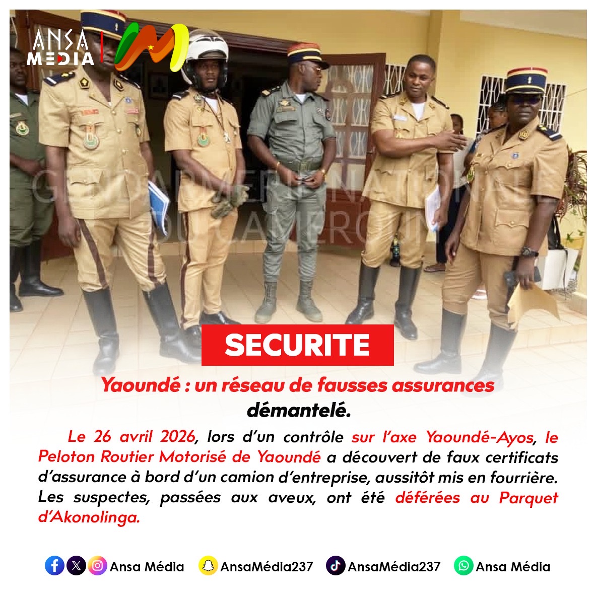 Yaoundé : un réseau de fausses assurances démantelé.