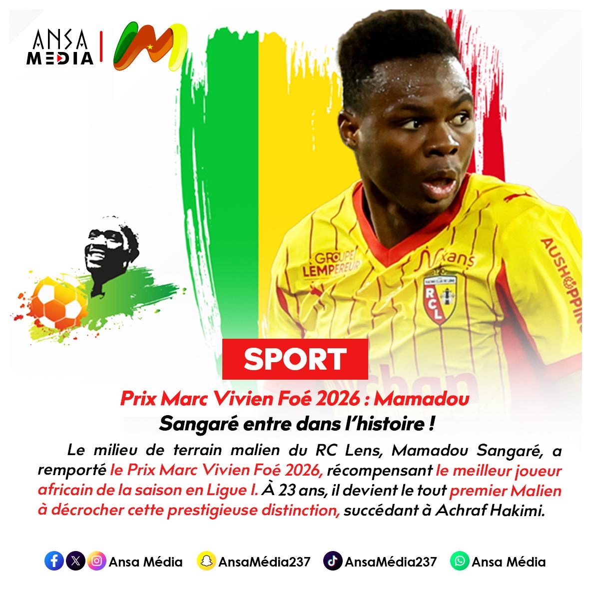 Prix Marc Vivien Foé 2026 : Mamadou Sangaré entre dans l’histoire !