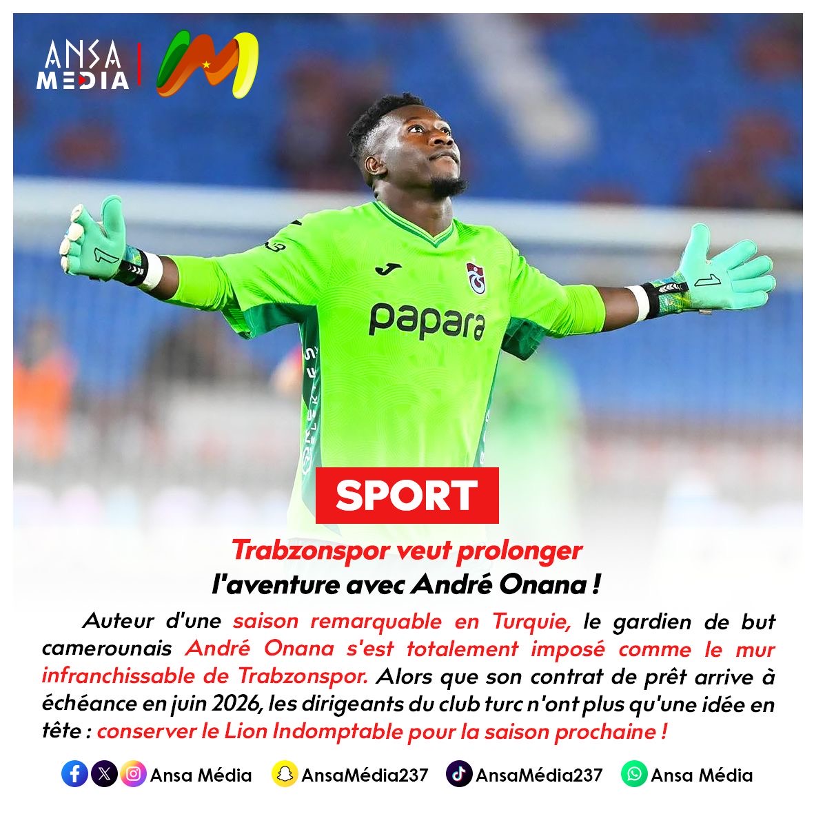 Trabzonspor veut prolonger l'aventure avec André Onana !