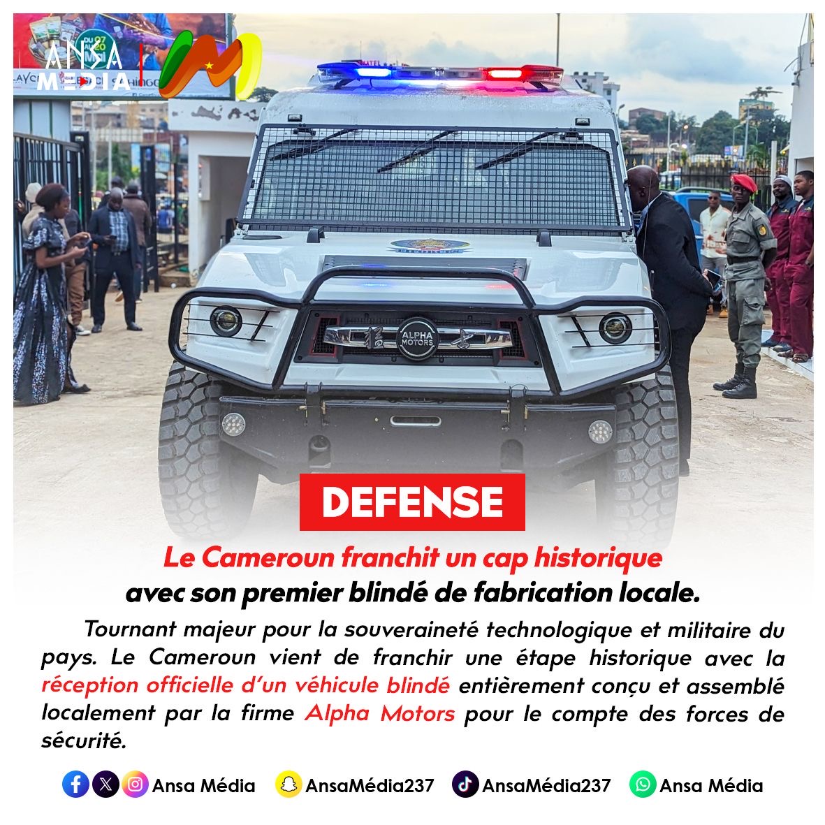Défense : Le Cameroun franchit un cap historique avec son premier blindé de fabrication locale.
