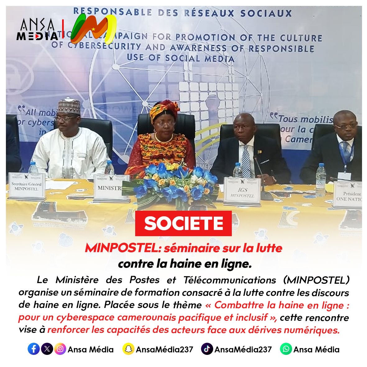 MINPOSTEL: séminaire sur la lutte contre la haine en ligne.