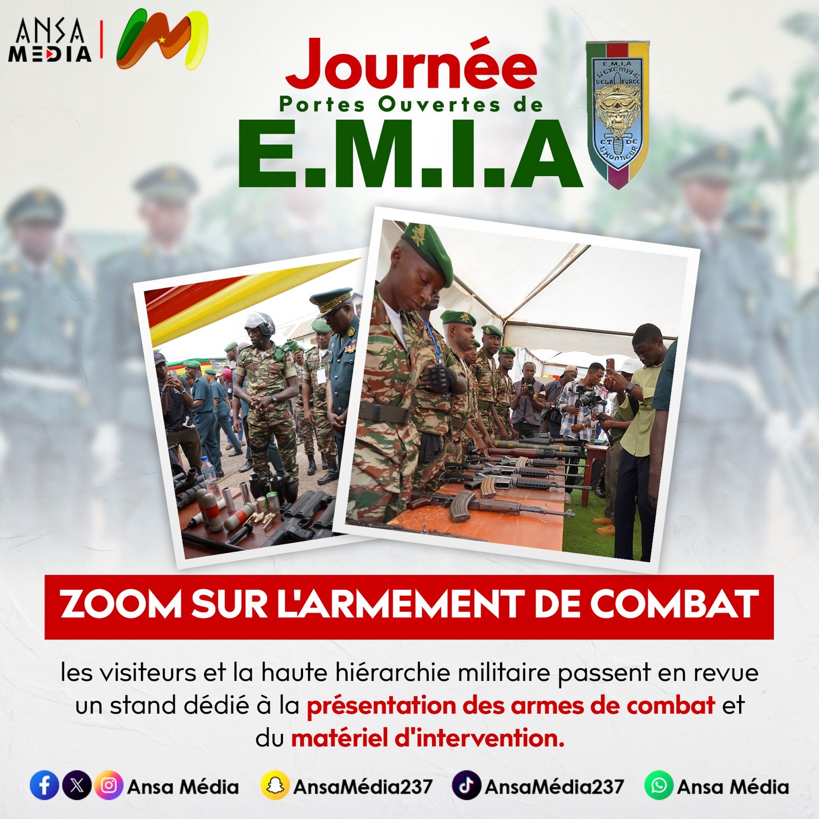 Zoom sur l'armement de combat et le matériel d'intervention.