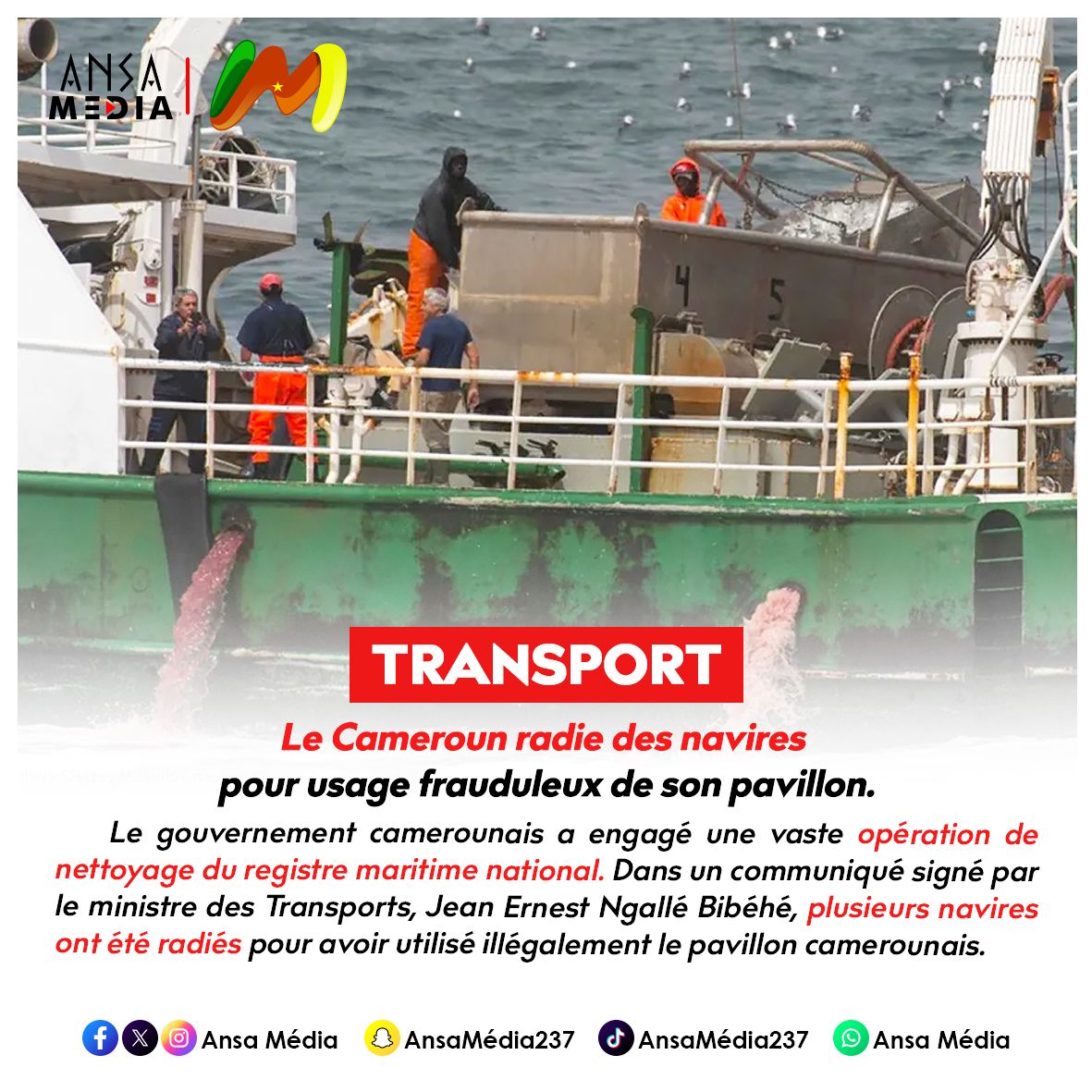 Transport maritime : le Cameroun radie des navires pour usage frauduleux de son pavillon.