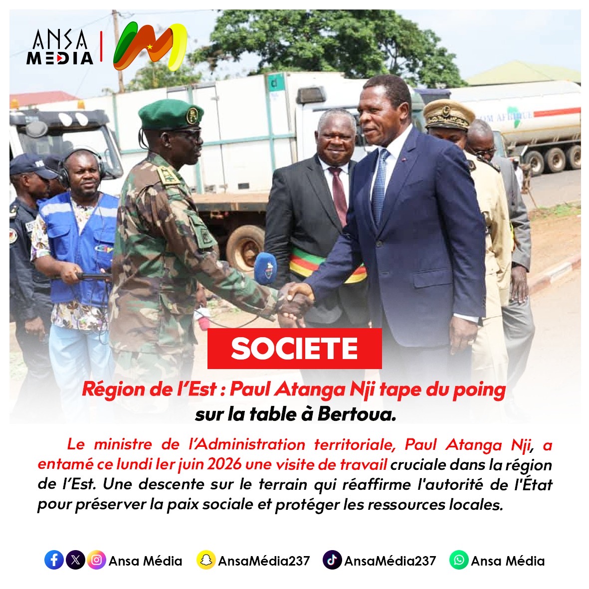 Région de l’Est : Paul Atanga Nji tape du poing sur la table à Bertoua.