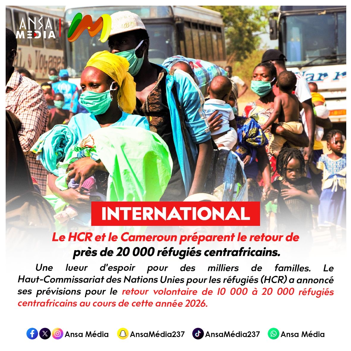 Le HCR et le Cameroun préparent le retour de près de 20 000 réfugiés centrafricains.