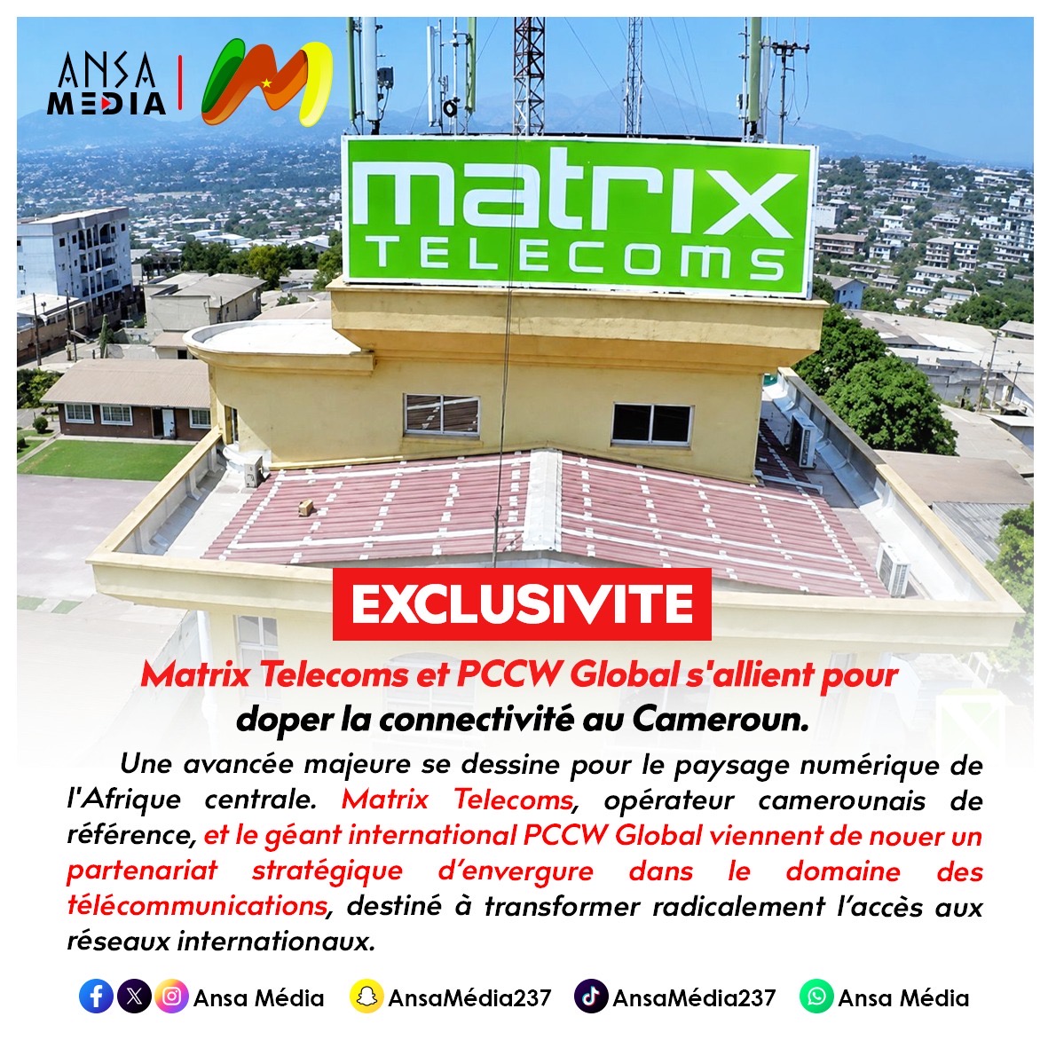 Matrix Telecoms et PCCW Global s'allient pour doper la connectivité au Cameroun.