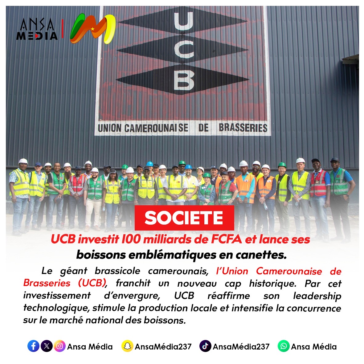 UCB investit 100 milliards de FCFA et lance ses boissons emblématiques en canettes.