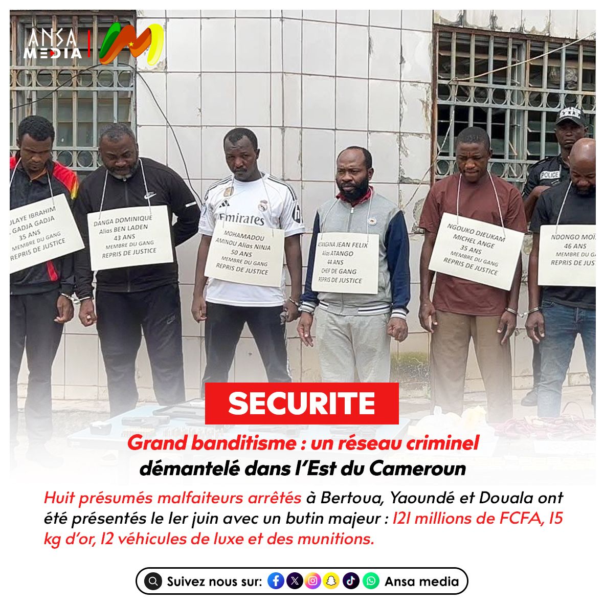 Grand banditisme : un réseau criminel démantelé dans l’Est du Cameroun.