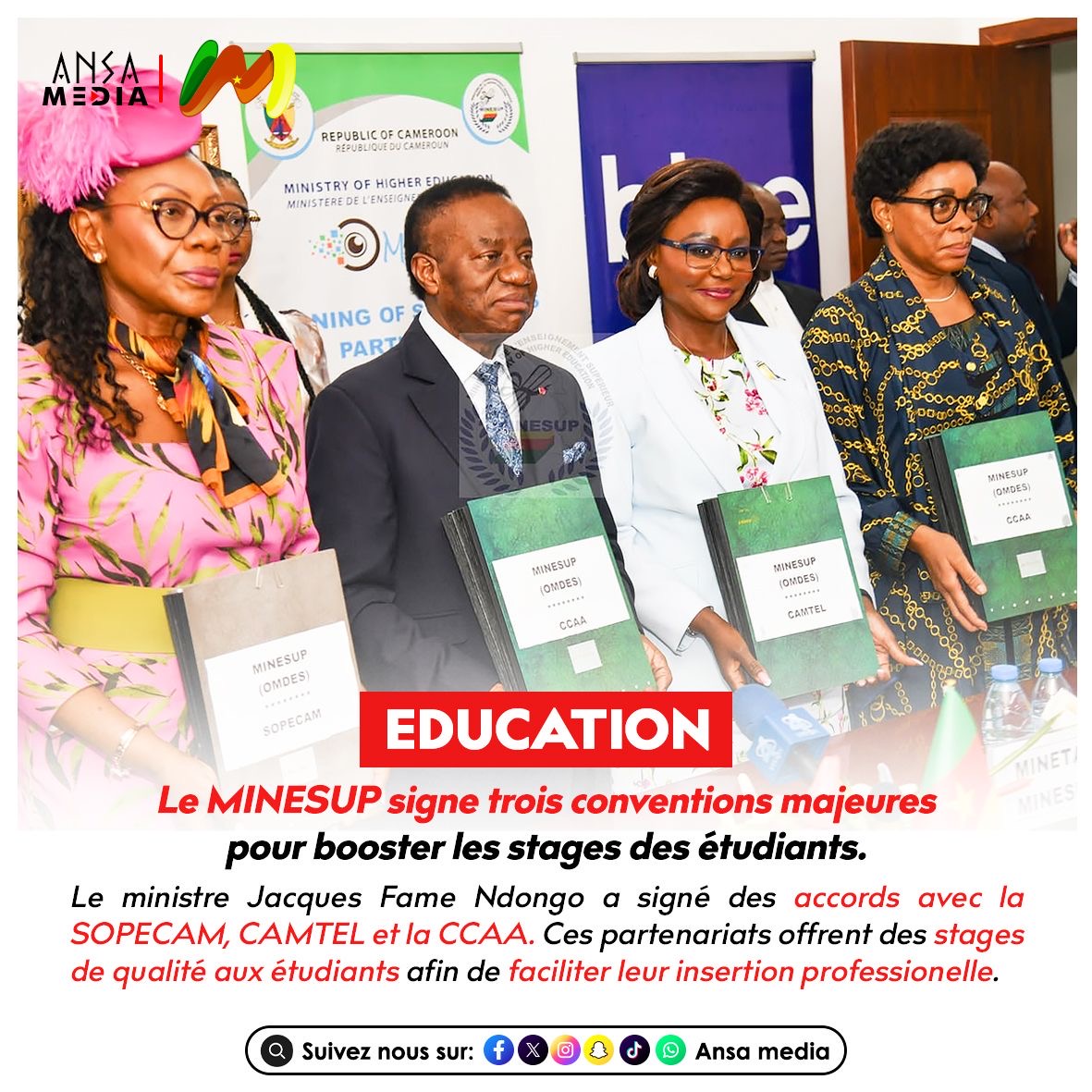Le MINESUP signe trois conventions majeures pour booster les stages des étudiants.
