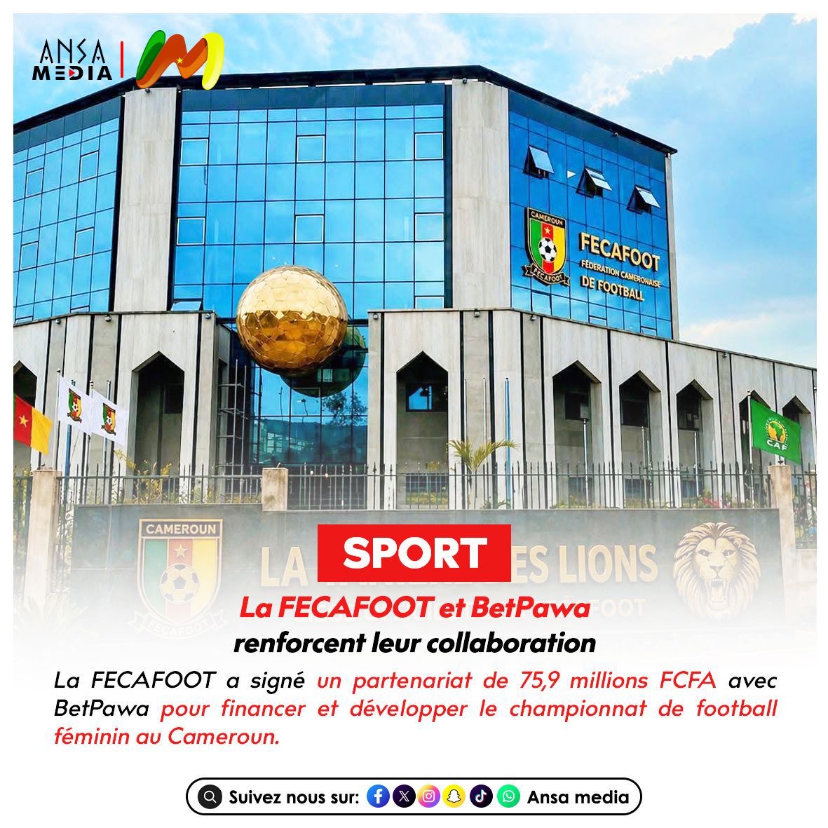 La FECAFOOT et BetPawa renforcent leur collaboration en faveur du football féminin camerounais.
