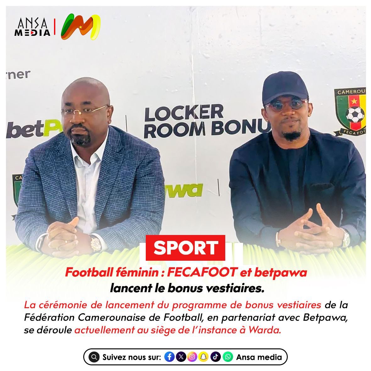 Football féminin : FECAFOOT et betpawa lancent le bonus vestiaires.
