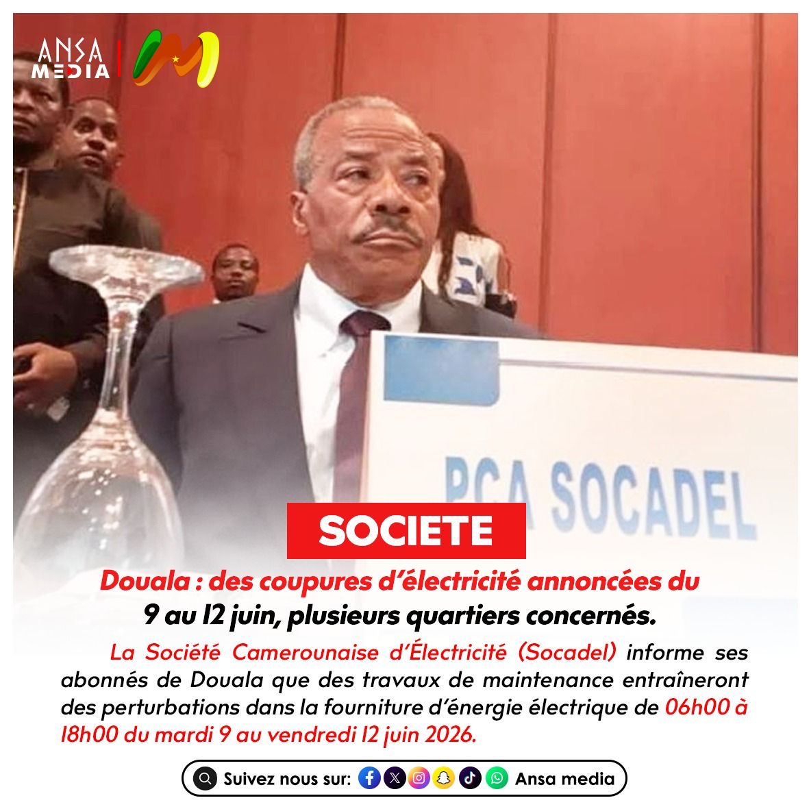 Douala : des coupures d’électricité annoncées du 9 au 12 juin, plusieurs quartiers concernés.