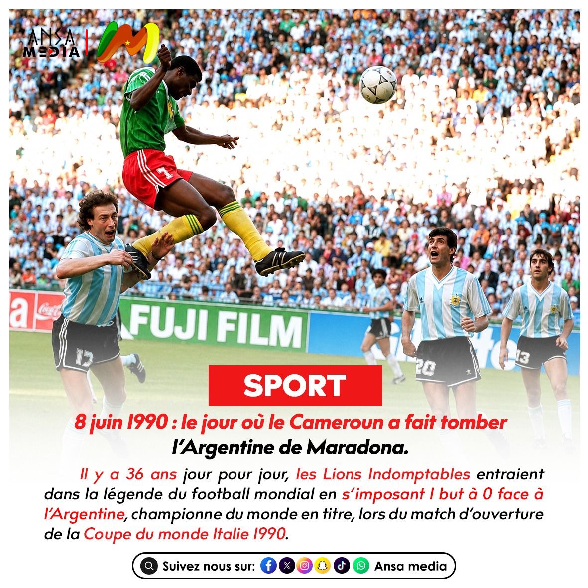 8 juin 1990 : le jour où le Cameroun a fait tomber l’Argentine de Maradona.