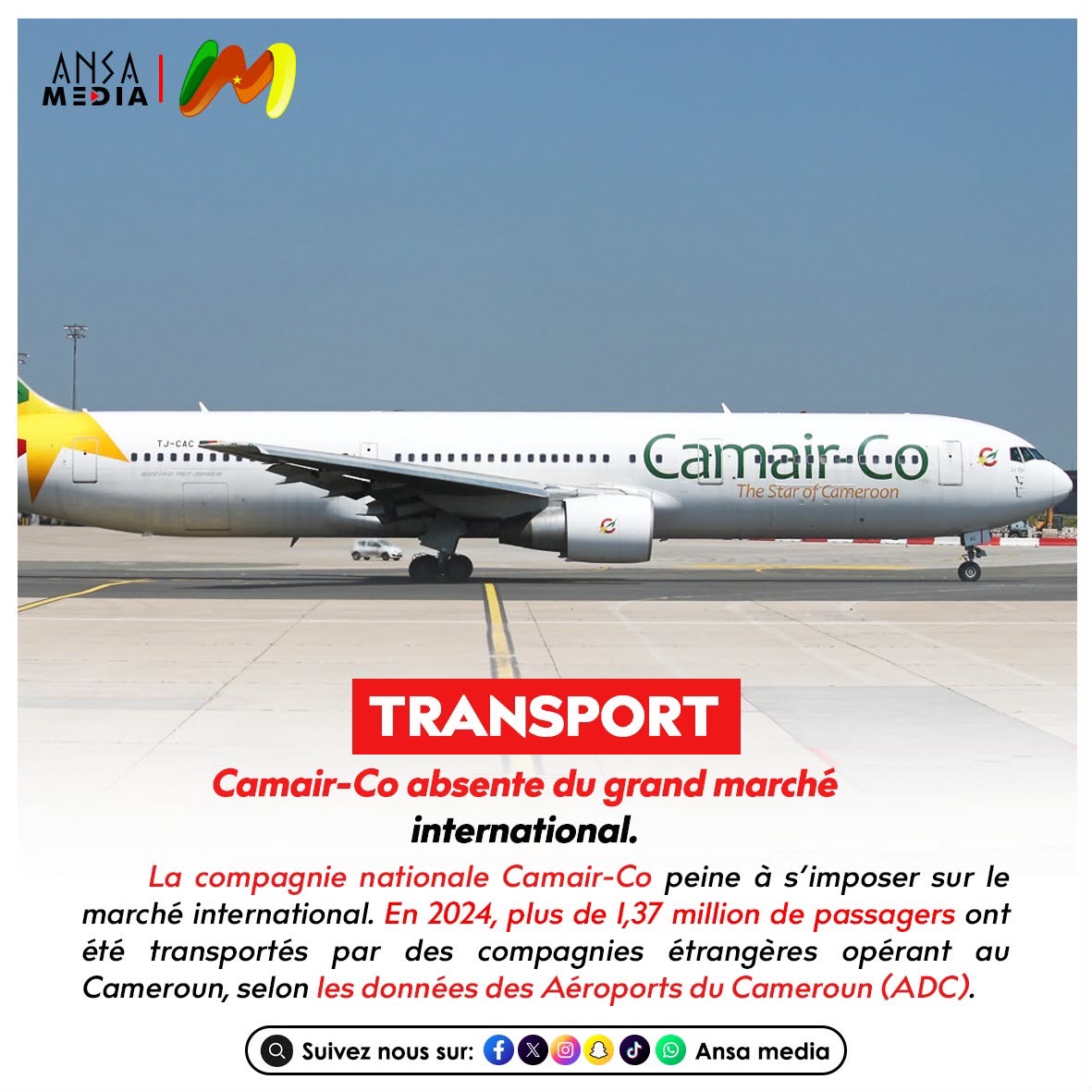 Camair-Co absente du grand marché international.