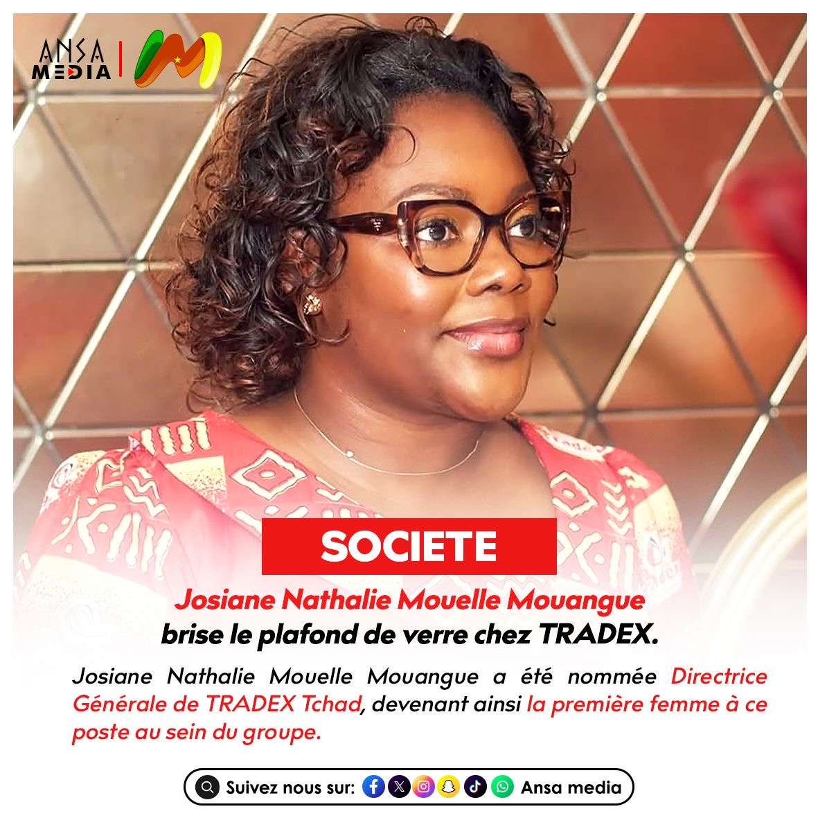 Josiane Nathalie Mouelle Mouangue brise le plafond de verre chez TRADEX.