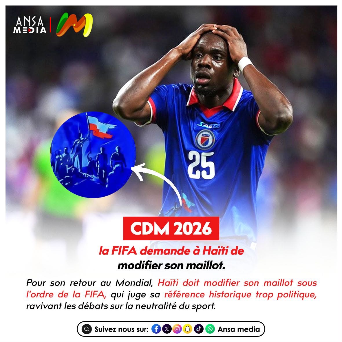 Mondial 2026 : la FIFA demande à Haïti de modifier son maillot.