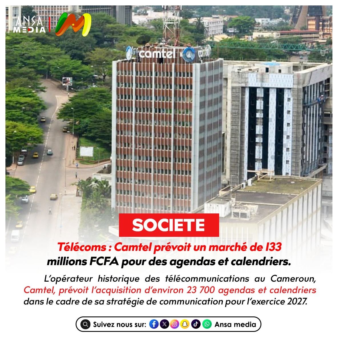 Télécoms : Camtel prévoit un marché de 133 millions FCFA pour des agendas et calendriers.