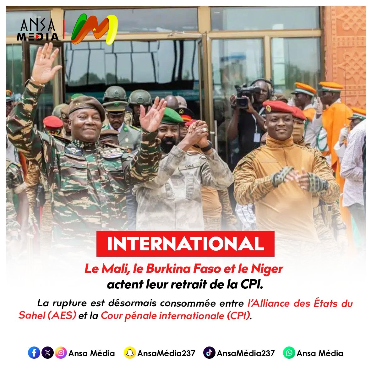 Le Mali, le Burkina Faso et le Niger actent leur retrait de la CPI.
