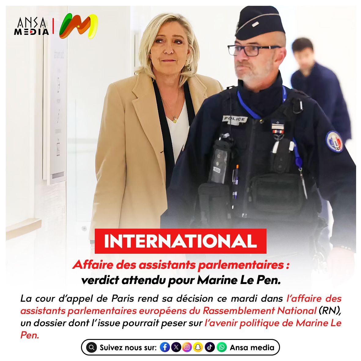 Affaire des assistants parlementaires : verdict attendu pour Marine Le Pen.