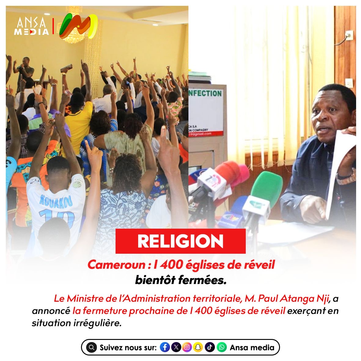 Cameroun : 1 400 églises de réveil bientôt fermées.