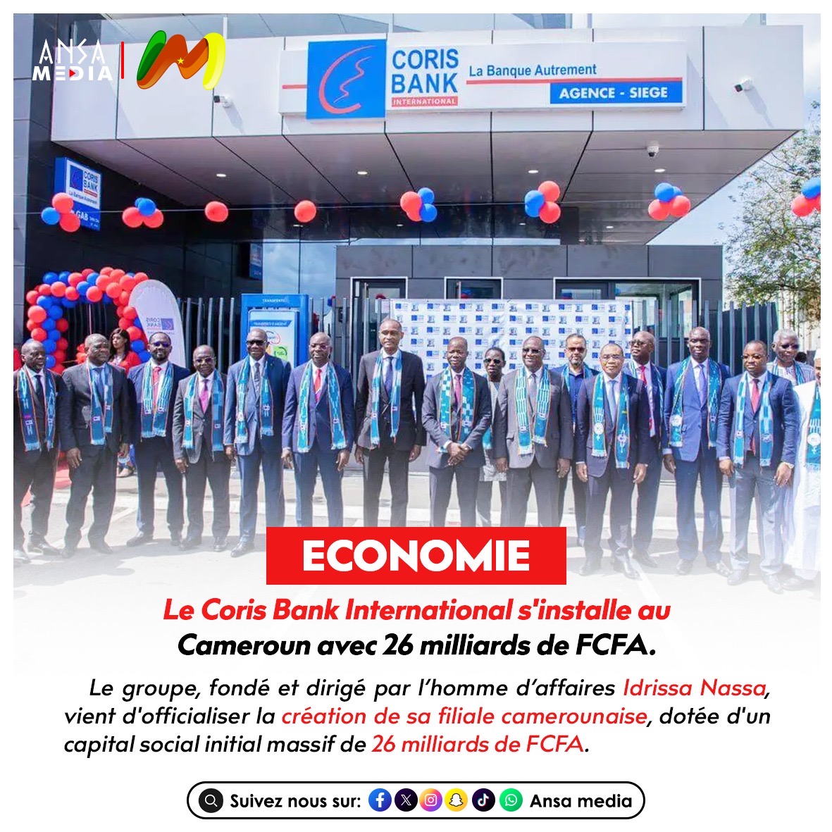 Le burkinabè Coris Bank International s'installe au Cameroun avec 26 milliards de FCFA.
