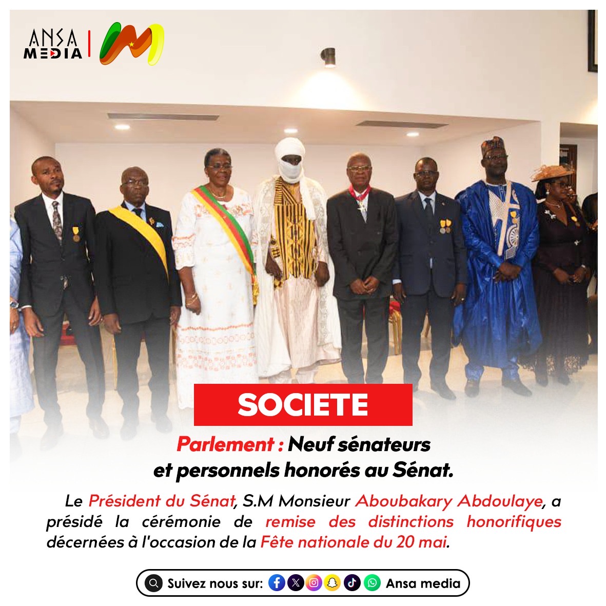Parlement : Neuf sénateurs et personnels honorés au Sénat.