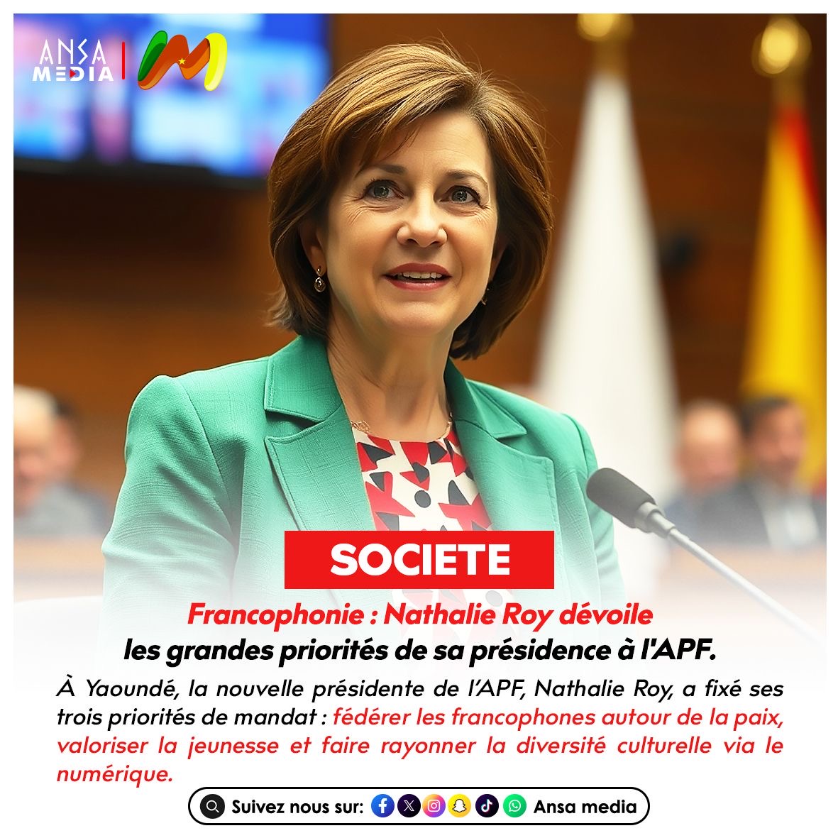 Francophonie : Nathalie Roy dévoile les grandes priorités de sa présidence à l'APF.