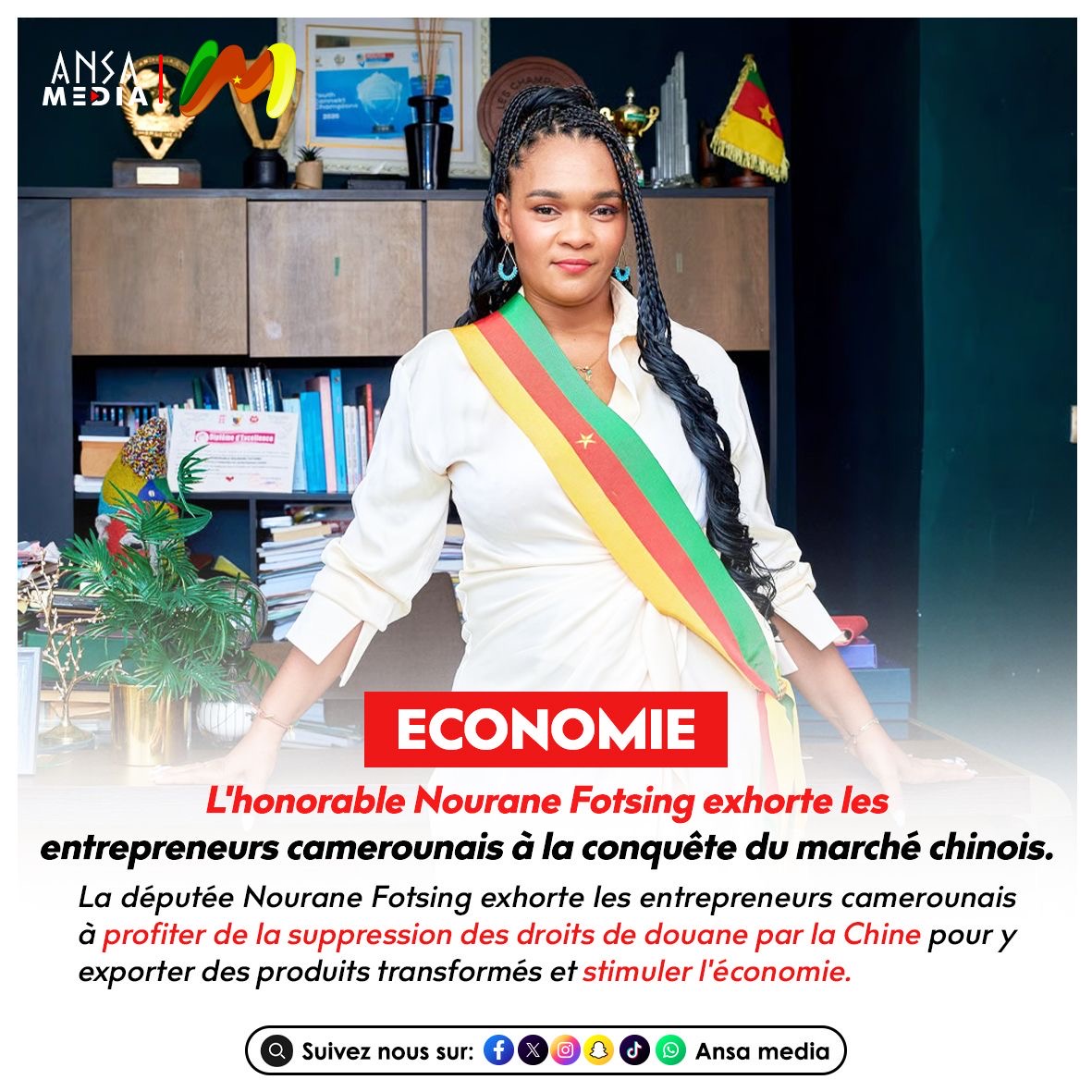 L'honorable Nourane Fotsing exhorte les entrepreneurs camerounais à la conquête du marché chinois.