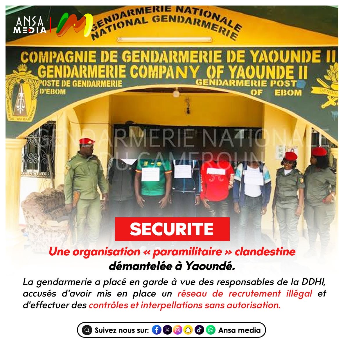 Une organisation « paramilitaire » clandestine démantelée à Yaoundé.
