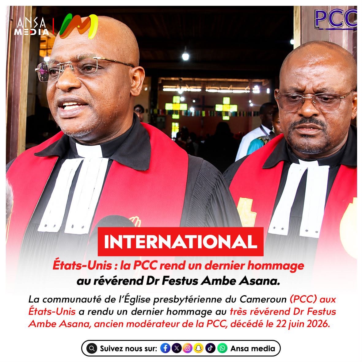 États-Unis : la PCC rend un dernier hommage au révérend Dr Festus Ambe Asana.