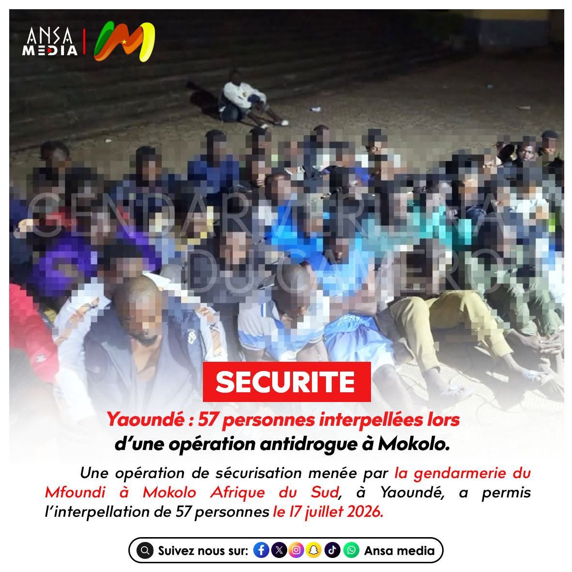 Yaoundé : 57 personnes interpellées lors d’une opération antidrogue à Mokolo.