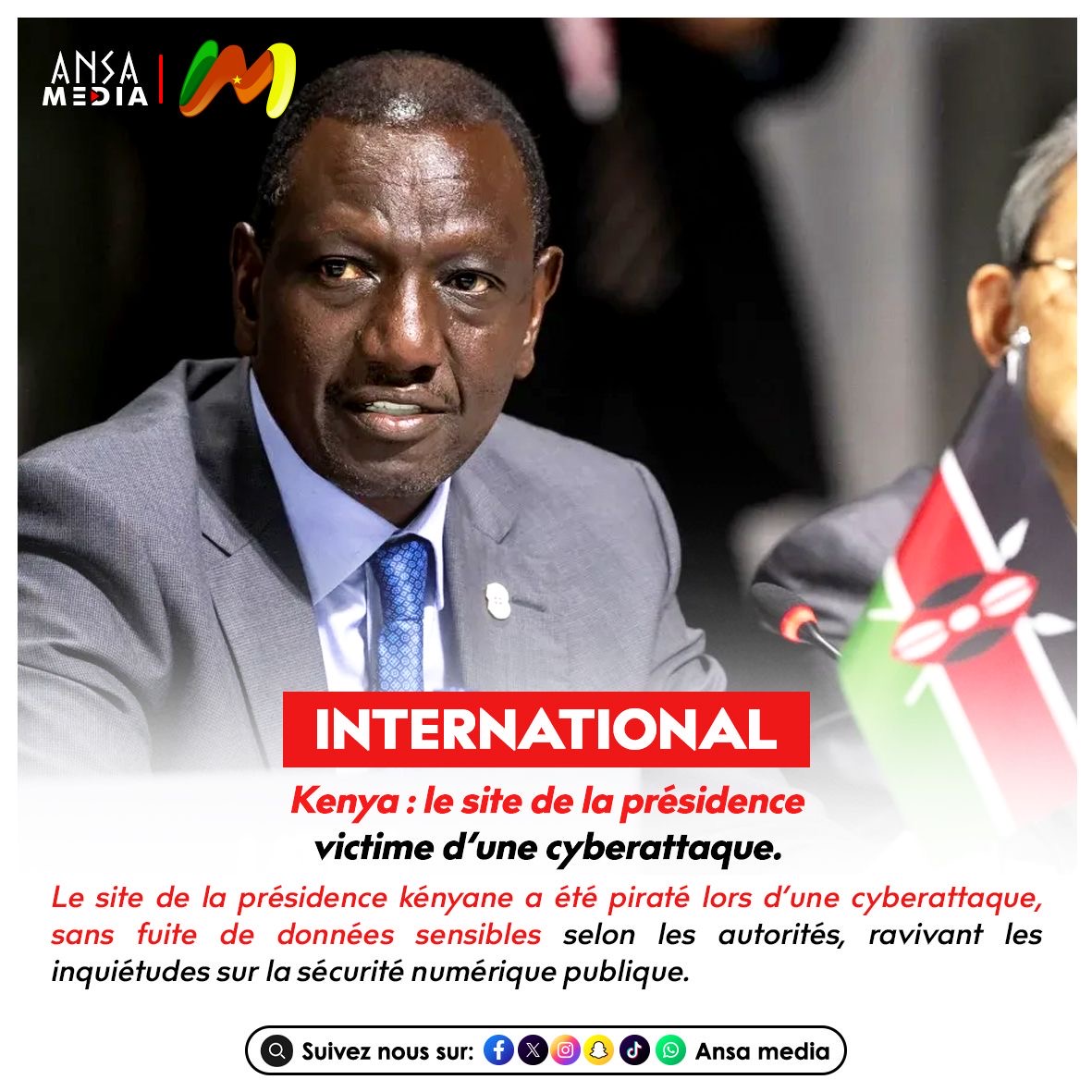 Kenya : le site de la présidence victime d’une cyberattaque.