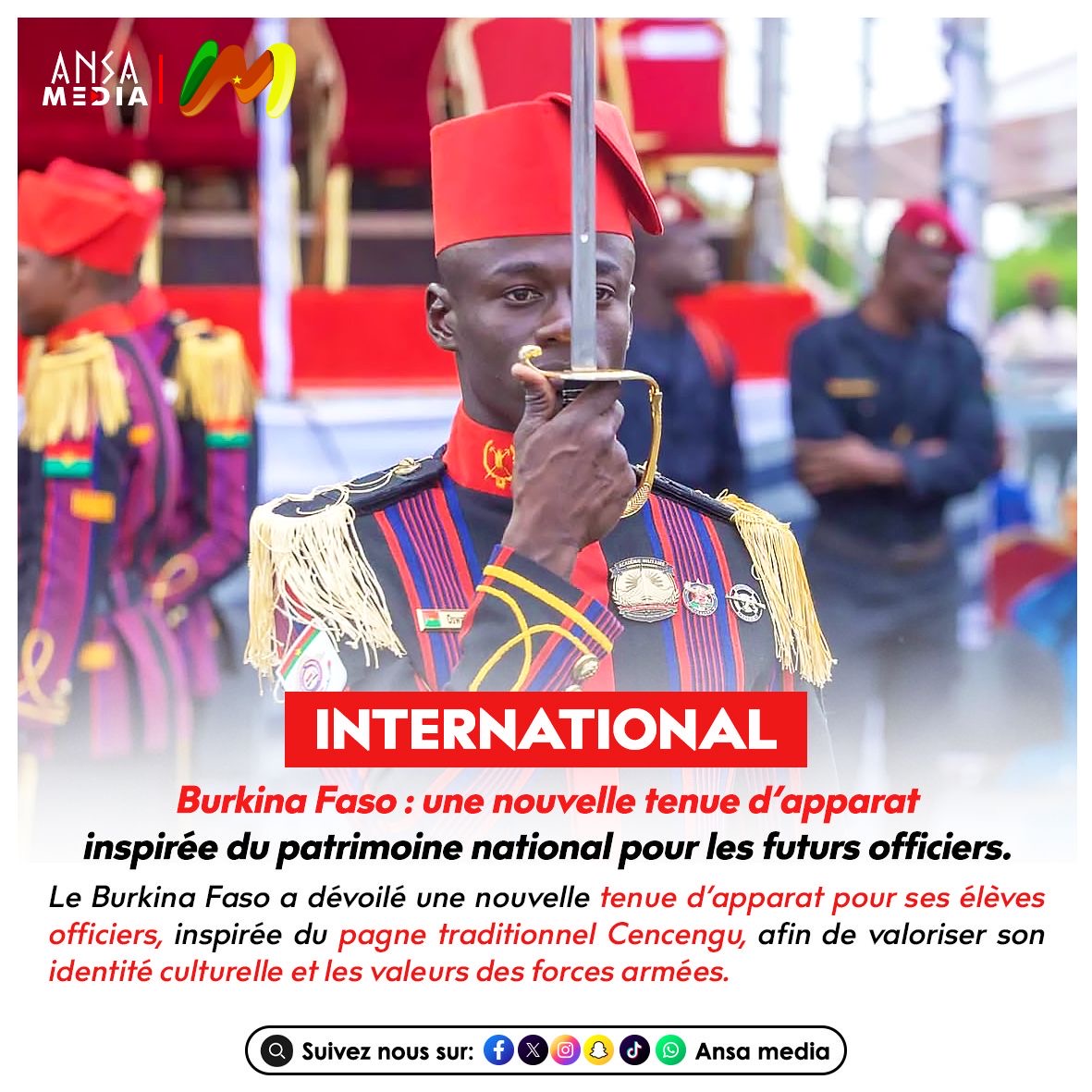 Burkina Faso : une nouvelle tenue d’apparat inspirée du patrimoine national pour les futurs officiers.