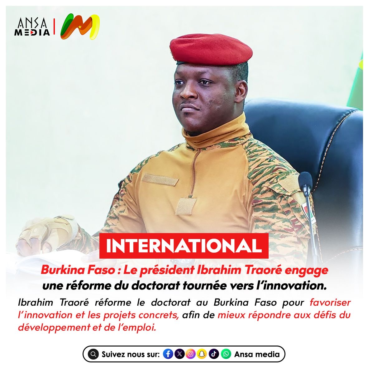 S.E M. Ibrahim Traoré réforme le doctorat pour privilégier l’innovation et les réalisations concrètes.