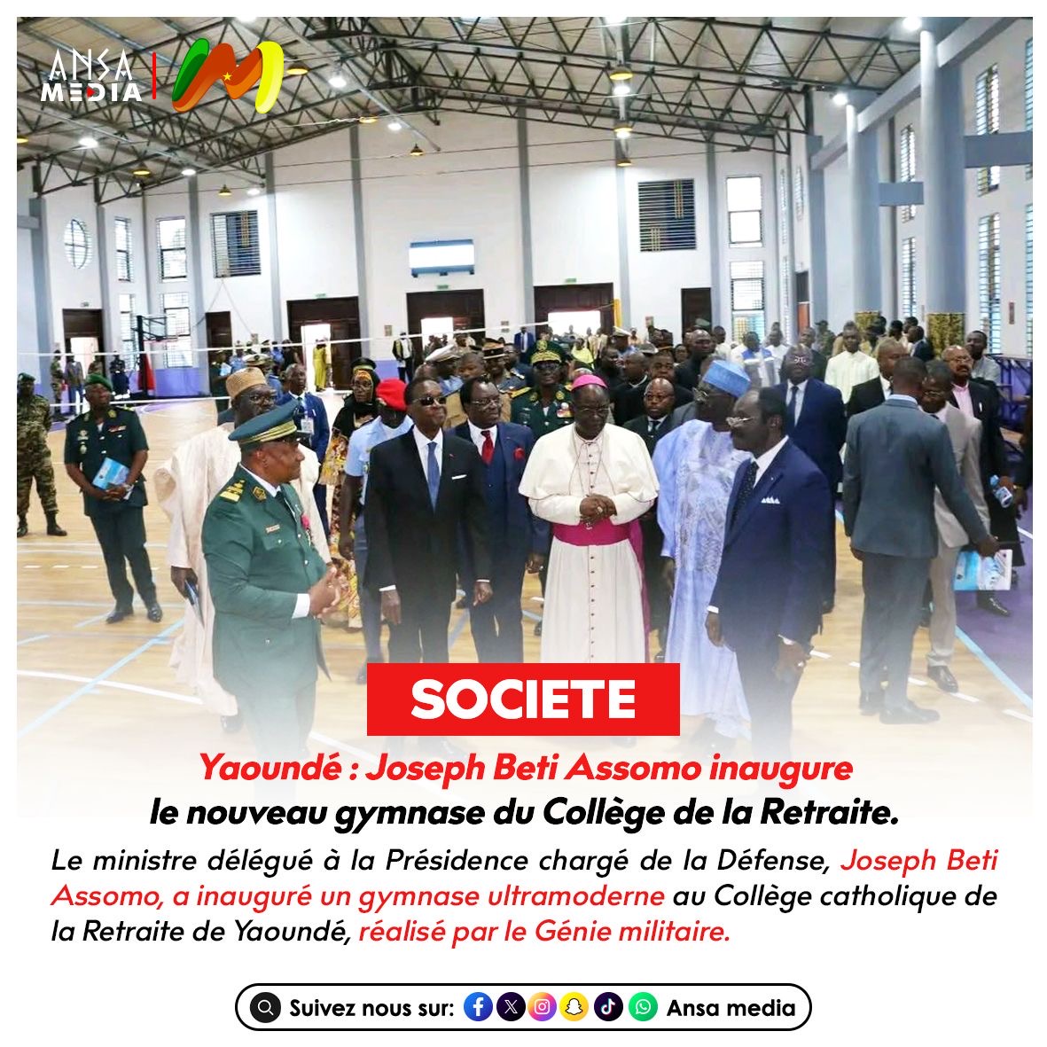 Yaoundé : Joseph Beti Assomo inaugure le nouveau gymnase du Collège de la Retraite.