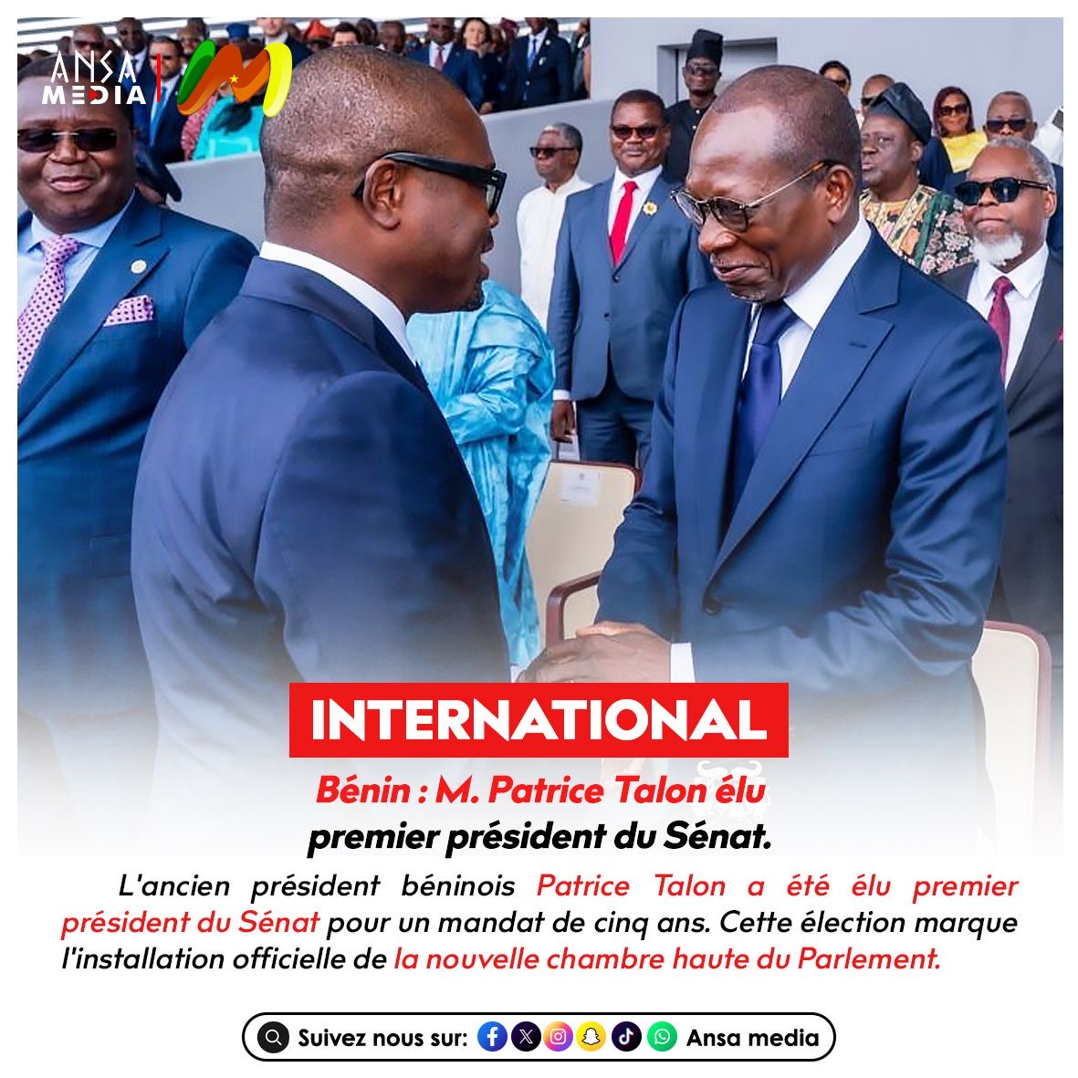 Bénin : M. Patrice Talon élu premier président du Sénat.