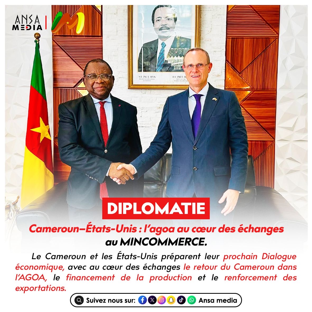 Cameroun–États-Unis : l’agoa au cœur des échanges au MINCOMMERCE.