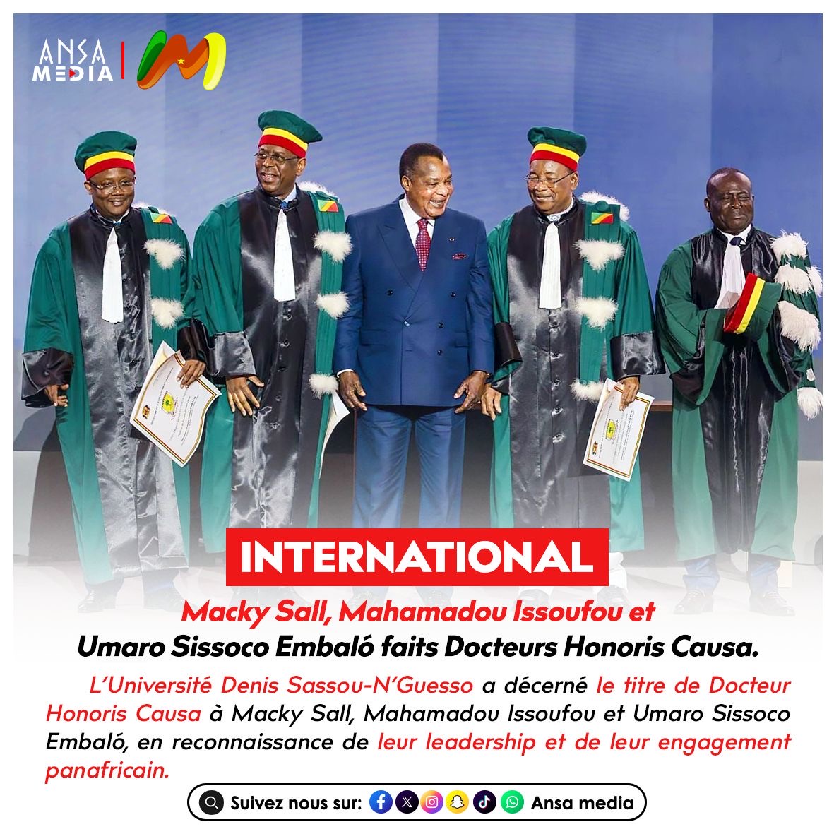 Macky Sall, Mahamadou Issoufou et Umaro Sissoco Embaló faits Docteurs Honoris Causa.