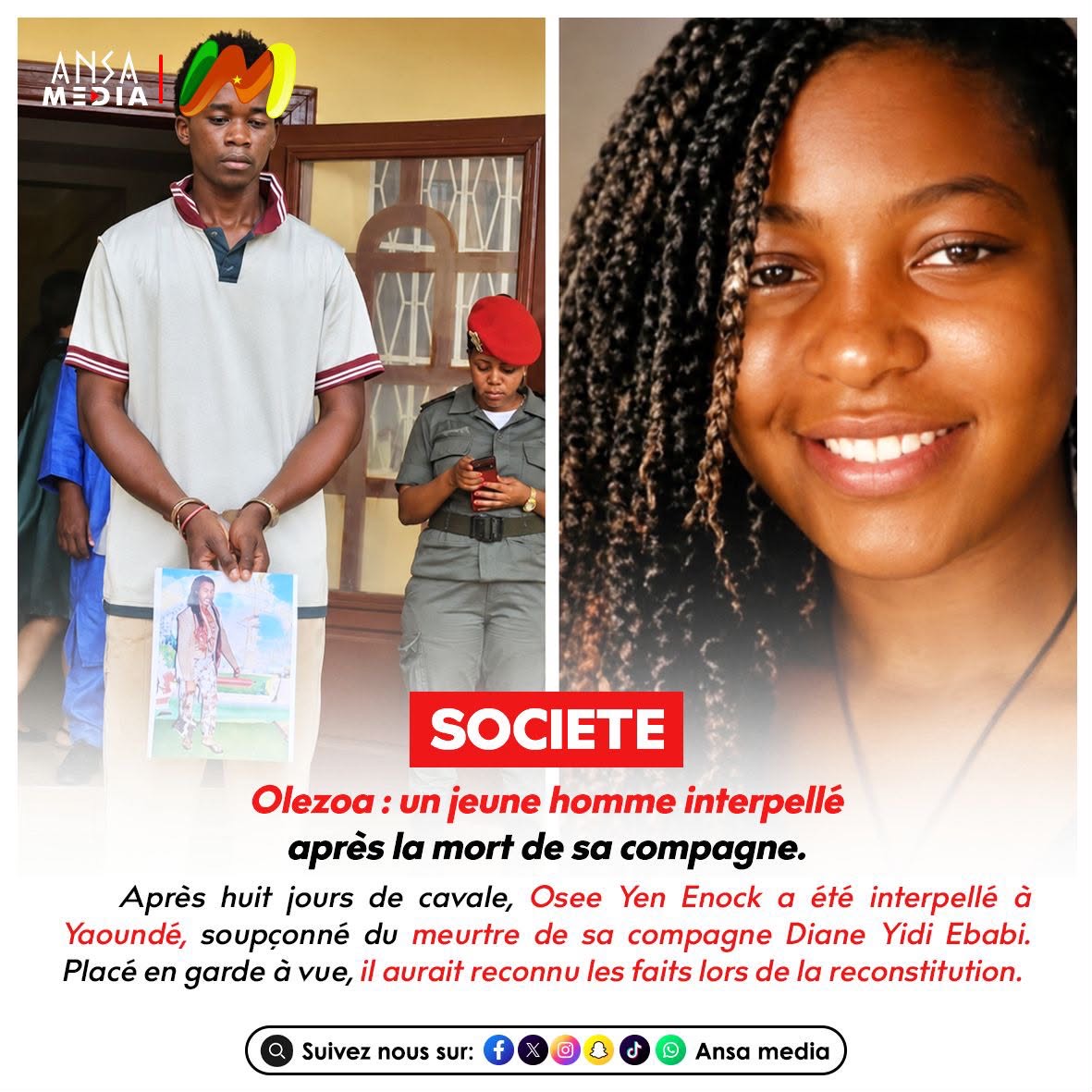 Olezoa : un jeune homme interpellé après la mort de sa compagne.