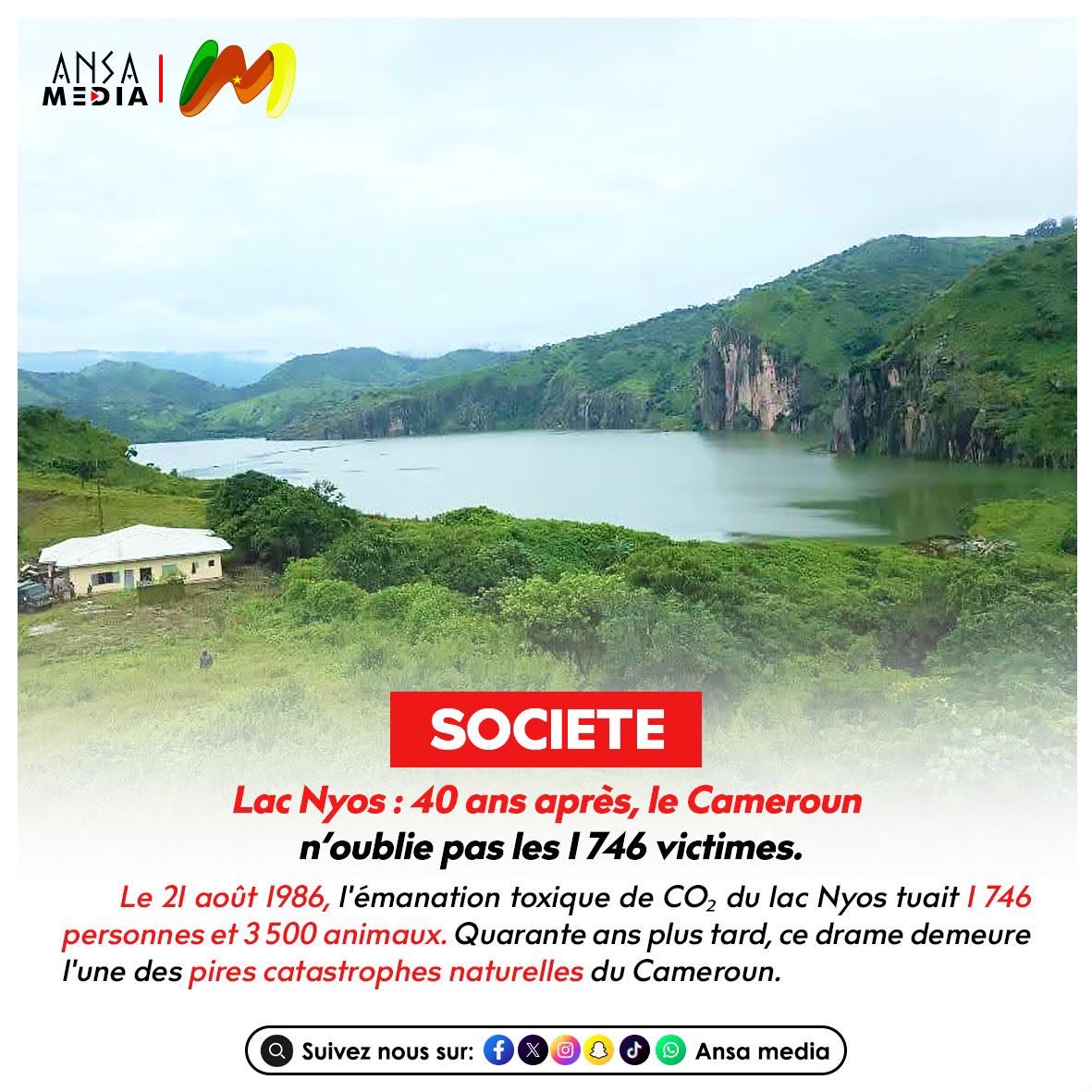 Lac Nyos : 40 ans après, le Cameroun n’oublie pas les 1 746 victimes.